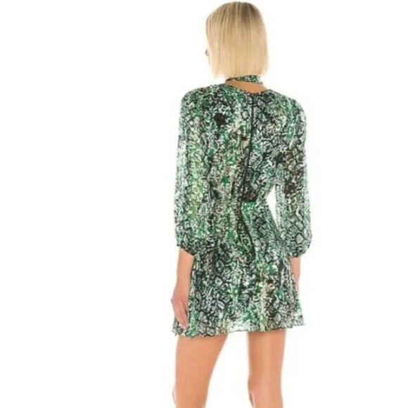Alice + Olivia Rita Blouson Long Sleeve Mini Dress Size 14 NWT Silk Blend NWT - Picture 2 of 5